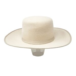 Western style wide brim wool hat with bow ribbon